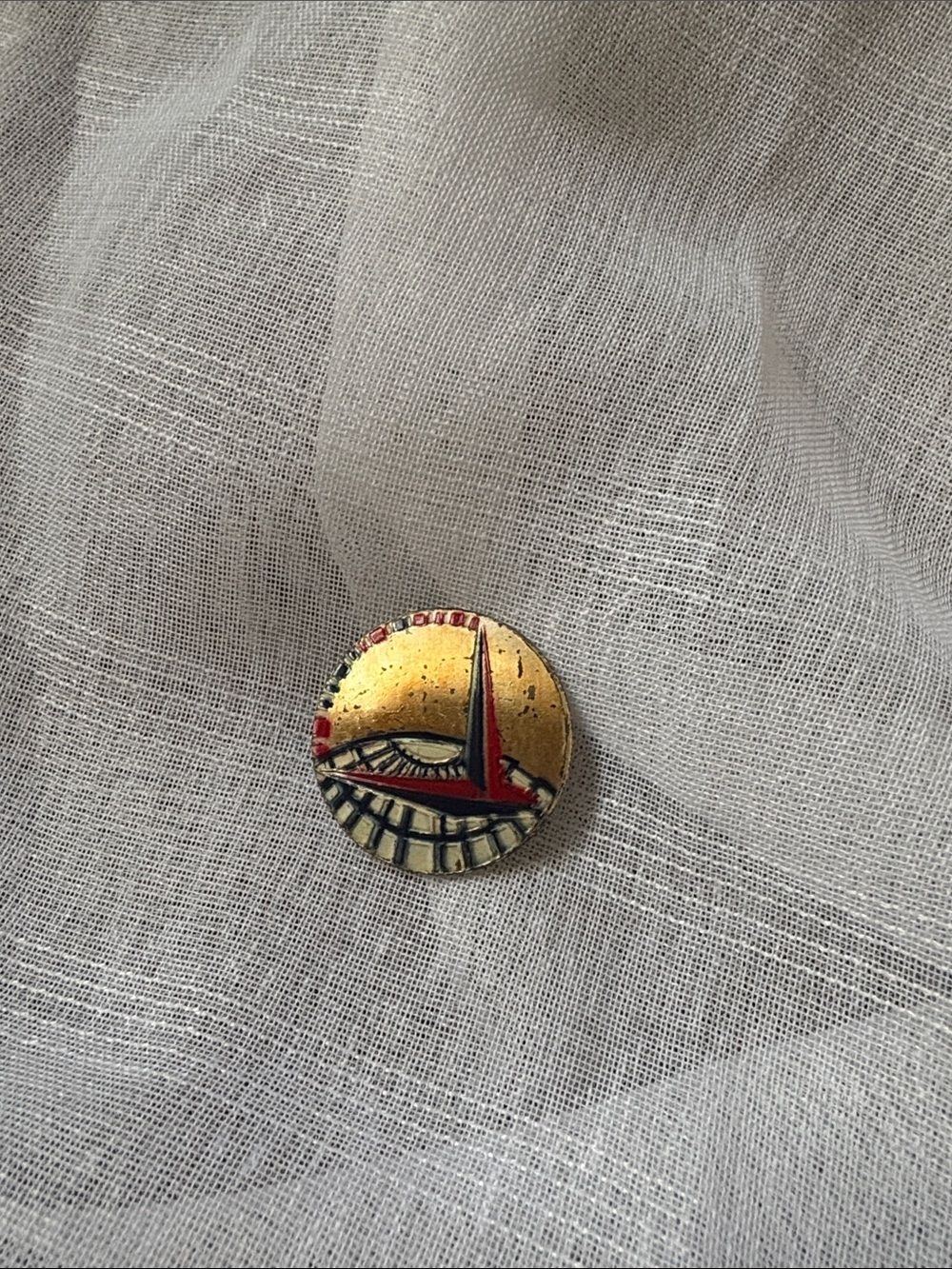 Gold and Red Vintage Nautical Button